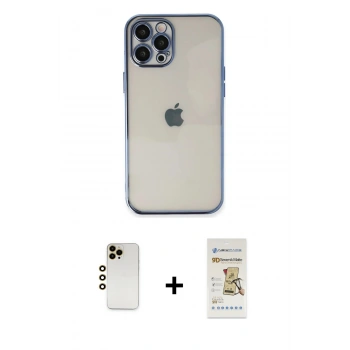 MARSİLYAN™- iPhone 12 Pro Max Kılıf Vadi Minimal - Siyah Mat Seramik Nano Ekran Koruyucu + Shine Kamera Lens - GD