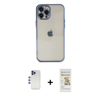 MARSİLYAN™- iPhone 12 Pro Max Kılıf Vadi Minimal - Siyah Mat Seramik Nano Ekran Koruyucu + Shine Kamera Lens - LT