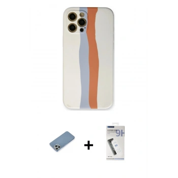 MARSİLYAN™- iPhone 12 Pro Max Kılıf Yadigar Çizgi - Şeffaf Uv Polymer Nano Ekran Koruyucu + Shine Kamera Lens Koruma Cam - GS
