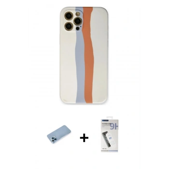 MARSİLYAN™- iPhone 12 Pro Max Kılıf Yadigar Çizgi - Şeffaf Uv Polymer Nano Ekran Koruyucu + Shine Kamera Lens Koruma Cam - MI