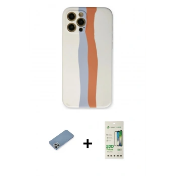 MARSİLYAN™- iPhone 12 Pro Max Kılıf Yadigar Çizgi - Siyah 20D Premium Cam Ekran Koruyucu + Shine Kamera Lens Koruma Cam - GS