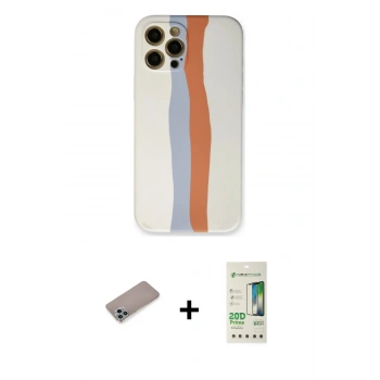 MARSİLYAN™- iPhone 12 Pro Max Kılıf Yadigar Çizgi - Siyah 20D Premium Cam Ekran Koruyucu + Shine Kamera Lens Koruma Cam - SABE