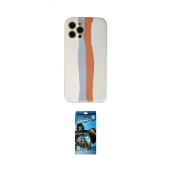 MARSİLYAN™- iPhone 12 Pro Max Kılıf Yadigar Çizgi - Siyah 34D Izgaralı Cam