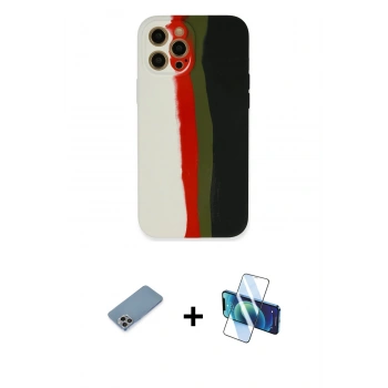 MARSİLYAN™- iPhone 12 Pro Max Kılıf Yadigar Çizgi - Siyah 3D Antistatik Seramik Nano Ekran Koruyucu + Shine Kamera Lens Koruma Cam - GI