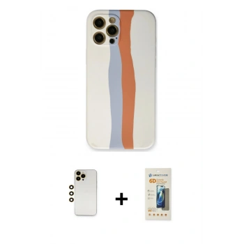MARSİLYAN™- iPhone 12 Pro Max Kılıf Yadigar Çizgi - Siyah 6D Mat Seramik Hayalet Nano Ekran Koruyucu + Shine Kamera Lens - GD