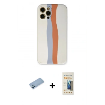 MARSİLYAN™- iPhone 12 Pro Max Kılıf Yadigar Çizgi - Siyah 6D Mat Seramik Hayalet Nano Ekran Koruyucu + Shine Kamera Lens Koruma Cam - MI