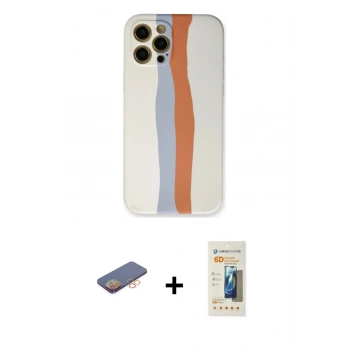 MARSİLYAN™- iPhone 12 Pro Max Kılıf Yadigar Çizgi - Siyah 6D Mat Seramik Hayalet Nano Ekran Koruyucu + Renkli Kamera Lens Koruma Cam - TU