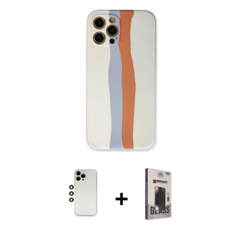 MARSİLYAN™- iPhone 12 Pro Max Kılıf Yadigar Çizgi - Siyah Bilvis Hayalet Cam Ekran Koruyucu + Shine Kamera Lens - GD