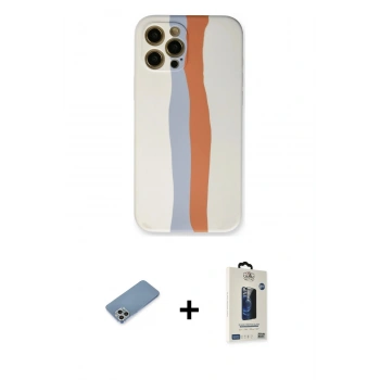 MARSİLYAN™- iPhone 12 Pro Max Kılıf Yadigar Çizgi - Siyah Bilvis Hayalet Cam Ekran Koruyucu + Shine Kamera Lens Koruma Cam - GS