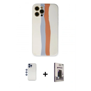 MARSİLYAN™- iPhone 12 Pro Max Kılıf Yadigar Çizgi - Siyah Bilvis Hayalet Cam Ekran Koruyucu + Shine Kamera Lens - LT