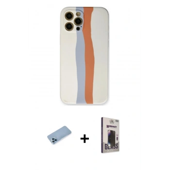 MARSİLYAN™- iPhone 12 Pro Max Kılıf Yadigar Çizgi - Siyah Bilvis Hayalet Cam Ekran Koruyucu + Shine Kamera Lens Koruma Cam - MI