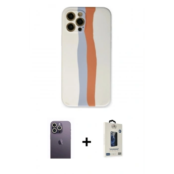 MARSİLYAN™- iPhone 12 Pro Max Kılıf Yadigar Çizgi - Siyah Bilvis Hayalet Cam Ekran Koruyucu + Neon Fosforlu Kamera Lens - BZ