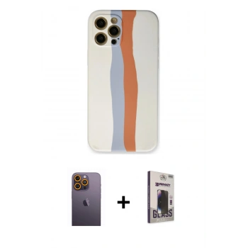 MARSİLYAN™- iPhone 12 Pro Max Kılıf Yadigar Çizgi - Siyah Bilvis Hayalet Cam Ekran Koruyucu + Neon Fosforlu Kamera Lens - SI