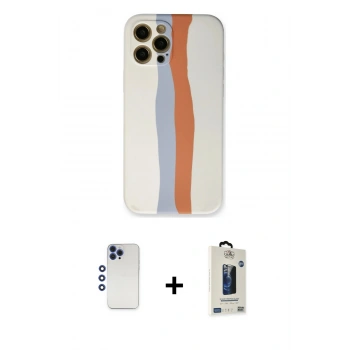 MARSİLYAN™- iPhone 12 Pro Max Kılıf Yadigar Çizgi - Siyah Bilvis Hayalet Cam Ekran Koruyucu + Shine Kamera Lens - LT