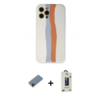 MARSİLYAN™- iPhone 12 Pro Max Kılıf Yadigar Çizgi - Siyah Bilvis Hayalet Cam Ekran Koruyucu + Shine Kamera Lens Koruma Cam - SH