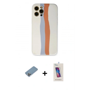 MARSİLYAN™- iPhone 12 Pro Max Kılıf Yadigar Çizgi - Siyah Joko 5D Cam + Shine Kamera Lens Koruma Cam - GI