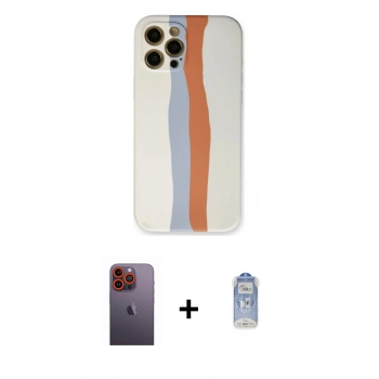 MARSİLYAN™- iPhone 12 Pro Max Kılıf Yadigar Çizgi - Siyah Joko Magic 5D Cam + Neon Fosforlu Kamera Lens - TU