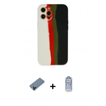 MARSİLYAN™- iPhone 12 Pro Max Kılıf Yadigar Çizgi - Siyah Joko Magic 5D Cam + Shine Kamera Lens Koruma Cam - SH