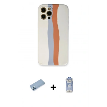 MARSİLYAN™- iPhone 12 Pro Max Kılıf Yadigar Çizgi - Siyah Joko Magic 5D Cam + Shine Kamera Lens Koruma Cam - MI