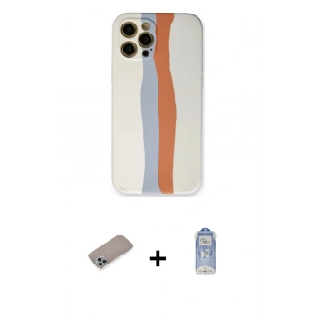 MARSİLYAN™- iPhone 12 Pro Max Kılıf Yadigar Çizgi - Siyah Joko Magic 5D Cam + Shine Kamera Lens Koruma Cam - SABE