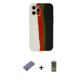 MARSİLYAN™- iPhone 12 Pro Max Kılıf Yadigar Çizgi - Siyah Joko Magic 5D Hayalet Cam + Metal Kamera Lens Koruma Cam - GD