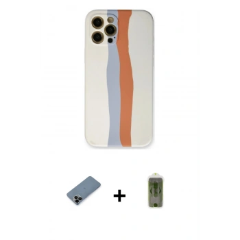 MARSİLYAN™- iPhone 12 Pro Max Kılıf Yadigar Çizgi - Siyah Joko Magic 5D Hayalet Cam + Shine Kamera Lens Koruma Cam - SH