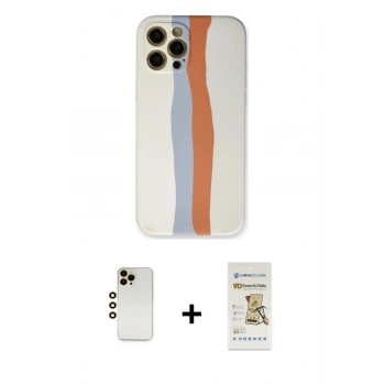MARSİLYAN™- iPhone 12 Pro Max Kılıf Yadigar Çizgi - Siyah Mat Seramik Nano Ekran Koruyucu + Shine Kamera Lens - GD