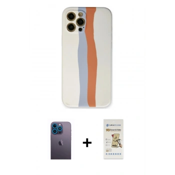 MARSİLYAN™- iPhone 12 Pro Max Kılıf Yadigar Çizgi - Siyah Mat Seramik Nano Ekran Koruyucu + Neon Fosforlu Kamera Lens - MI