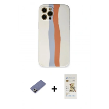MARSİLYAN™- iPhone 12 Pro Max Kılıf Yadigar Çizgi - Siyah Mat Seramik Nano Ekran Koruyucu + Metal Kamera Lens Koruma Cam - GD