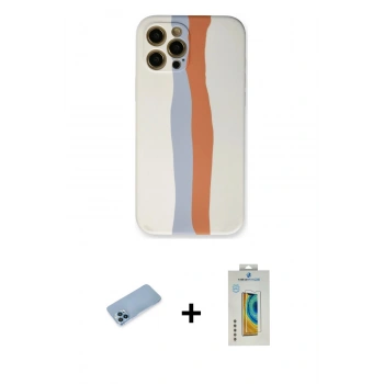 MARSİLYAN™- iPhone 12 Pro Max Kılıf Yadigar Çizgi - Siyah Polymer Nano Ekran Koruyucu + Shine Kamera Lens Koruma Cam - MI