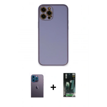 MARSİLYAN™- iPhone 12 Pro Max Kılıf Yadigar Klasik - Şeffaf 360 Full Body Arka Koruyucu + Neon Fosforlu Kamera Lens - MI