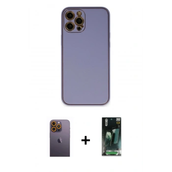 MARSİLYAN™- iPhone 12 Pro Max Kılıf Yadigar Klasik - Şeffaf 360 Full Body Arka Koruyucu + Neon Fosforlu Kamera Lens - SI
