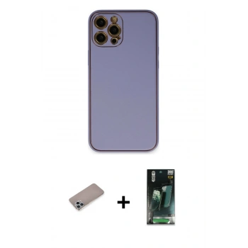 MARSİLYAN™- iPhone 12 Pro Max Kılıf Yadigar Klasik - Şeffaf 360 Full Body Arka Koruyucu + Shine Kamera Lens Koruma Cam - SABE