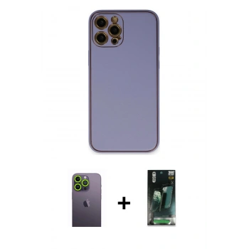 MARSİLYAN™- iPhone 12 Pro Max Kılıf Yadigar Klasik - Şeffaf 360 Full Body Arka Koruyucu + Neon Fosforlu Kamera Lens - YL