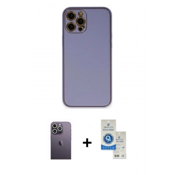 MARSİLYAN™- iPhone 12 Pro Max Kılıf Yadigar Klasik - Şeffaf Royal Nano Ekran Koruyucu + Neon Fosforlu Kamera Lens - BZ