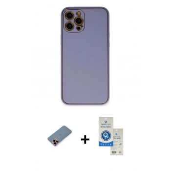 MARSİLYAN™- iPhone 12 Pro Max Kılıf Yadigar Klasik - Şeffaf Royal Nano Ekran Koruyucu + Metal Kamera Lens Koruma Cam - KI
