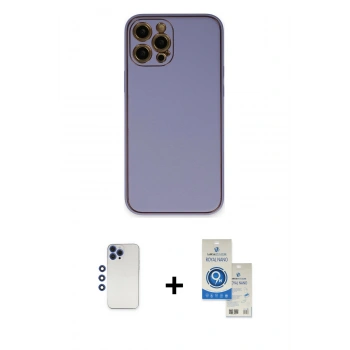 MARSİLYAN™- iPhone 12 Pro Max Kılıf Yadigar Klasik - Şeffaf Royal Nano Ekran Koruyucu + Shine Kamera Lens - LT