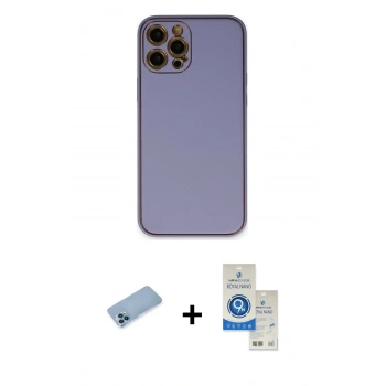 MARSİLYAN™- iPhone 12 Pro Max Kılıf Yadigar Klasik - Şeffaf Royal Nano Ekran Koruyucu + Shine Kamera Lens Koruma Cam - MI