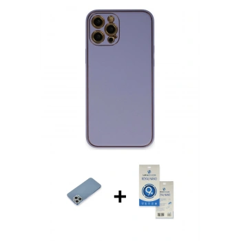 MARSİLYAN™- iPhone 12 Pro Max Kılıf Yadigar Klasik - Şeffaf Royal Nano Ekran Koruyucu + Shine Kamera Lens Koruma Cam - GS