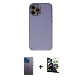 MARSİLYAN™- iPhone 12 Pro Max Kılıf Yadigar Klasik - Şeffaf Temperli Cam Ekran Koruyucu + Neon Fosforlu Kamera Lens - MI