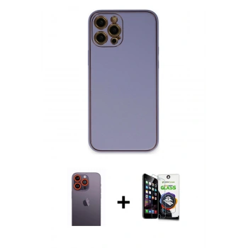 MARSİLYAN™- iPhone 12 Pro Max Kılıf Yadigar Klasik - Şeffaf Temperli Cam Ekran Koruyucu + Neon Fosforlu Kamera Lens - TU