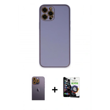 MARSİLYAN™- iPhone 12 Pro Max Kılıf Yadigar Klasik - Şeffaf Temperli Cam Ekran Koruyucu + Neon Fosforlu Kamera Lens - SI