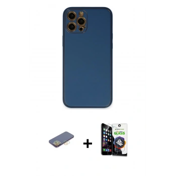 MARSİLYAN™- iPhone 12 Pro Max Kılıf Yadigar Klasik - Şeffaf Temperli Cam Ekran Koruyucu + Renkli Kamera Lens Koruma Cam - SI