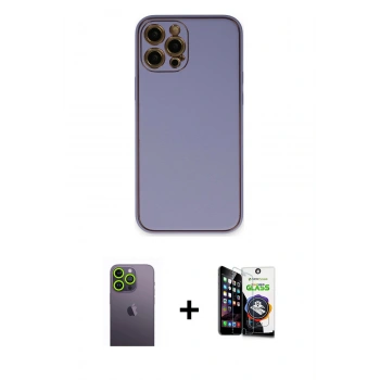 MARSİLYAN™- iPhone 12 Pro Max Kılıf Yadigar Klasik - Şeffaf Temperli Cam Ekran Koruyucu + Neon Fosforlu Kamera Lens - YL
