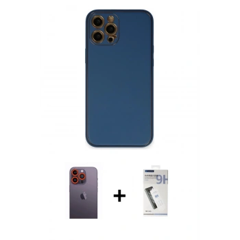 MARSİLYAN™- iPhone 12 Pro Max Kılıf Yadigar Klasik - Şeffaf Uv Polymer Nano Ekran Koruyucu + Neon Fosforlu Kamera Lens - TU