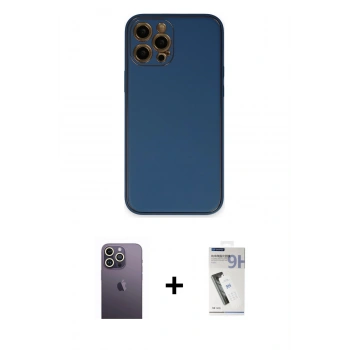 MARSİLYAN™- iPhone 12 Pro Max Kılıf Yadigar Klasik - Şeffaf Uv Polymer Nano Ekran Koruyucu + Neon Fosforlu Kamera Lens - BZ