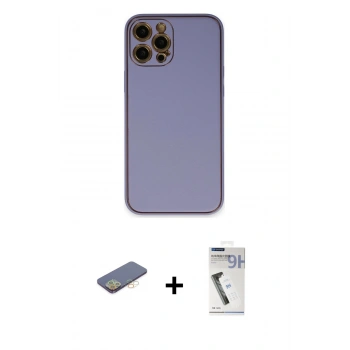MARSİLYAN™- iPhone 12 Pro Max Kılıf Yadigar Klasik - Şeffaf Uv Polymer Nano Ekran Koruyucu + Renkli Kamera Lens Koruma Cam - SI