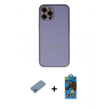 MARSİLYAN™- iPhone 12 Pro Max Kılıf Yadigar Klasik - Siyah 18D Cam Ekran Koruyucu + Shine Kamera Lens Koruma Cam - GI