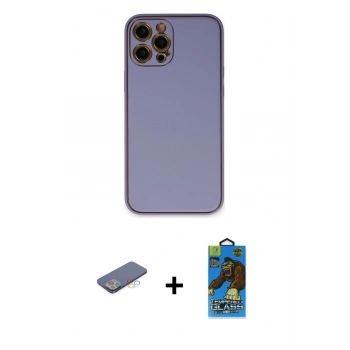 MARSİLYAN™- iPhone 12 Pro Max Kılıf Yadigar Klasik - Siyah 18D Cam Ekran Koruyucu + Renkli Kamera Lens Koruma Cam - MI