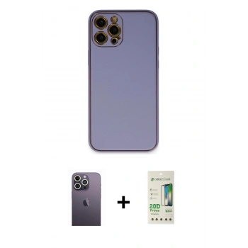 MARSİLYAN™- iPhone 12 Pro Max Kılıf Yadigar Klasik - Siyah 20D Premium Cam Ekran Koruyucu + Neon Fosforlu Kamera Lens - BZ